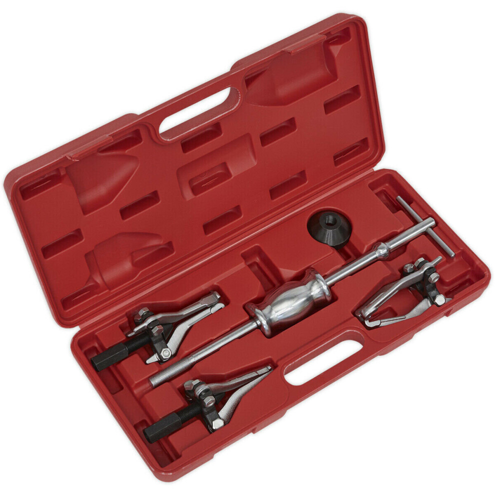 5 Piece Gear & Bearing Puller Set - 1.2kg Slide Hammer - 100mm Triple Legs