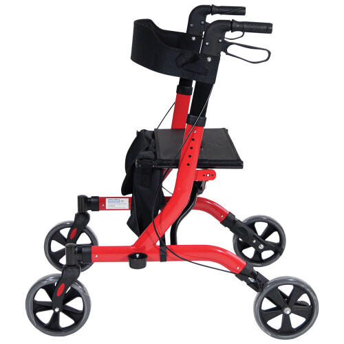 Loops Red Deluxe Ultra Lightweight Aluminium 4 Wheeled Rollator Foldable Walking Aid 2