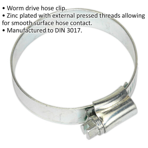 Loops 30 PACK Zinc Plated Hose Clip - 38 to 57mm Diameter - External Pressed Threads 1