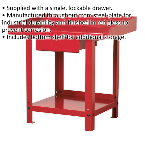 Loops 1m x 0.65m Steel Workbench & Lockable Draw - Bottom Shelf Storage - Work Station 1