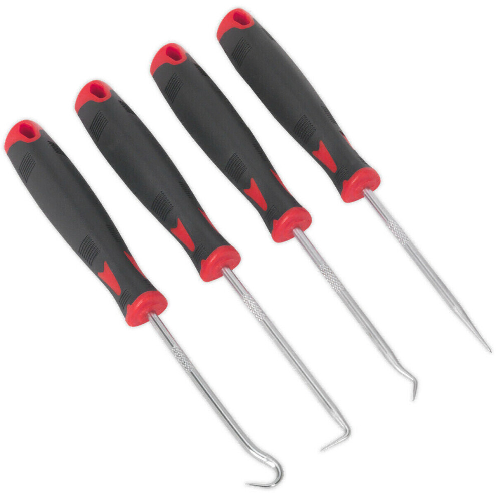 4 Piece Mini Hook & Pick Set - Fingertip Precision Knurling - Ergonomic Handles