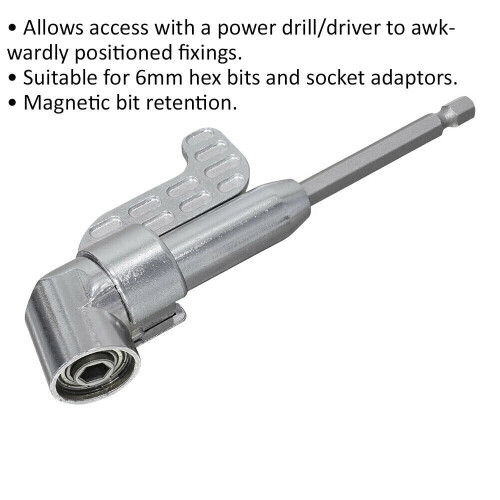 Loops Offset Screwdriver Attachment - 6mm Hex Angle Driver - Magnetic Bit Holder 1