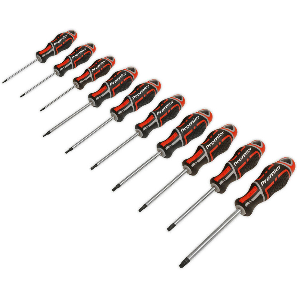 Loops 10 Pack Premium Soft Grip Screwdriver Set - Trx Star Security Various Sizes Red