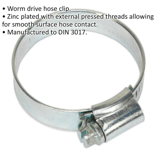 Loops 30 PACK Zinc Plated Hose Clip - 32 to 44mm Diameter - External Pressed Threads 1