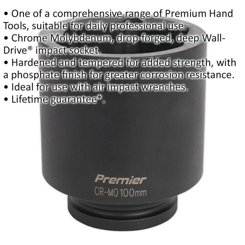 Loops 100mm Forged Deep Impact Socket - 1 Inch Sq Drive - Chromoly Wrench Socket 1