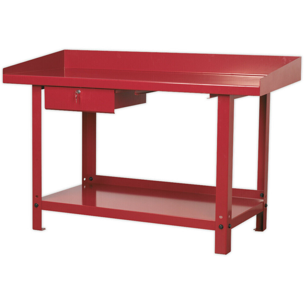 1.5M X 0.65M Steel Workbench & Lockable Draw - Shelf Storage - Work Station 5056524256435