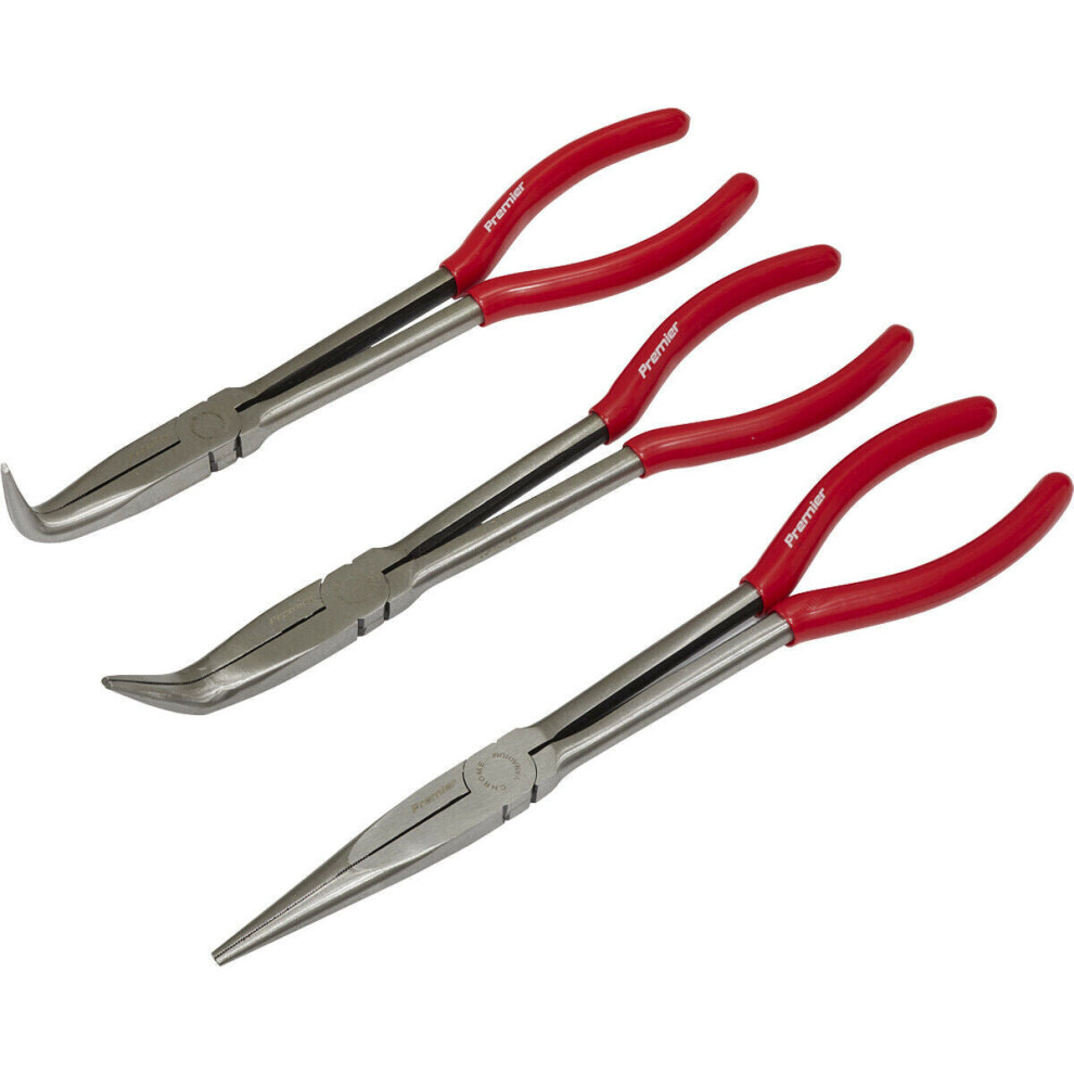 3 Piece 280Mm Needle Nose Pliers Set - Straight & Angled Nose - Serrated Jaws 5056524253830