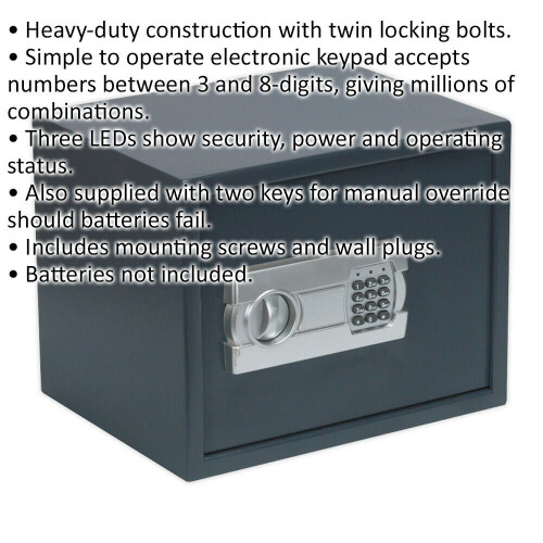 Loops Electronic Combination Safe - 380 x 300 x 300mm - 2 Bolt Lock Mini Wall Mounted 1