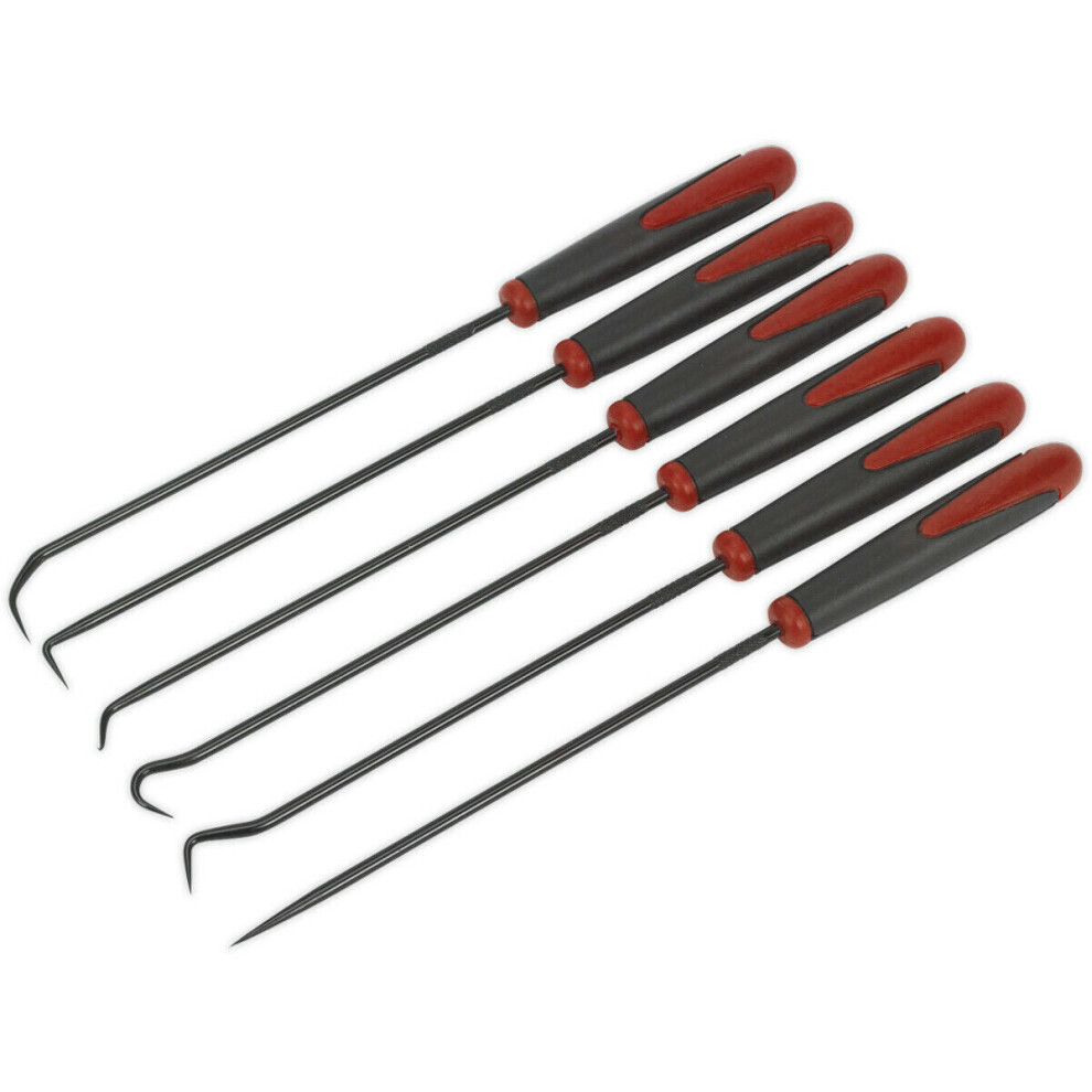 6 Piece Extra-Long Pick & Hook Set - Black Finished Steel - Precision Knurling