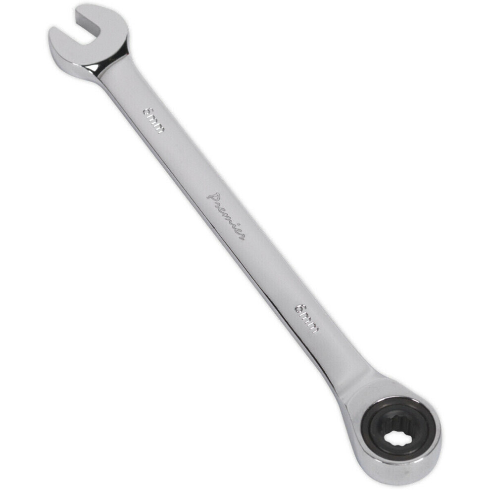 Loops 6Mm Ratchet Combination Spanner - Chrome Vanadium Steel - 72 Tooth Ratchet Ring
