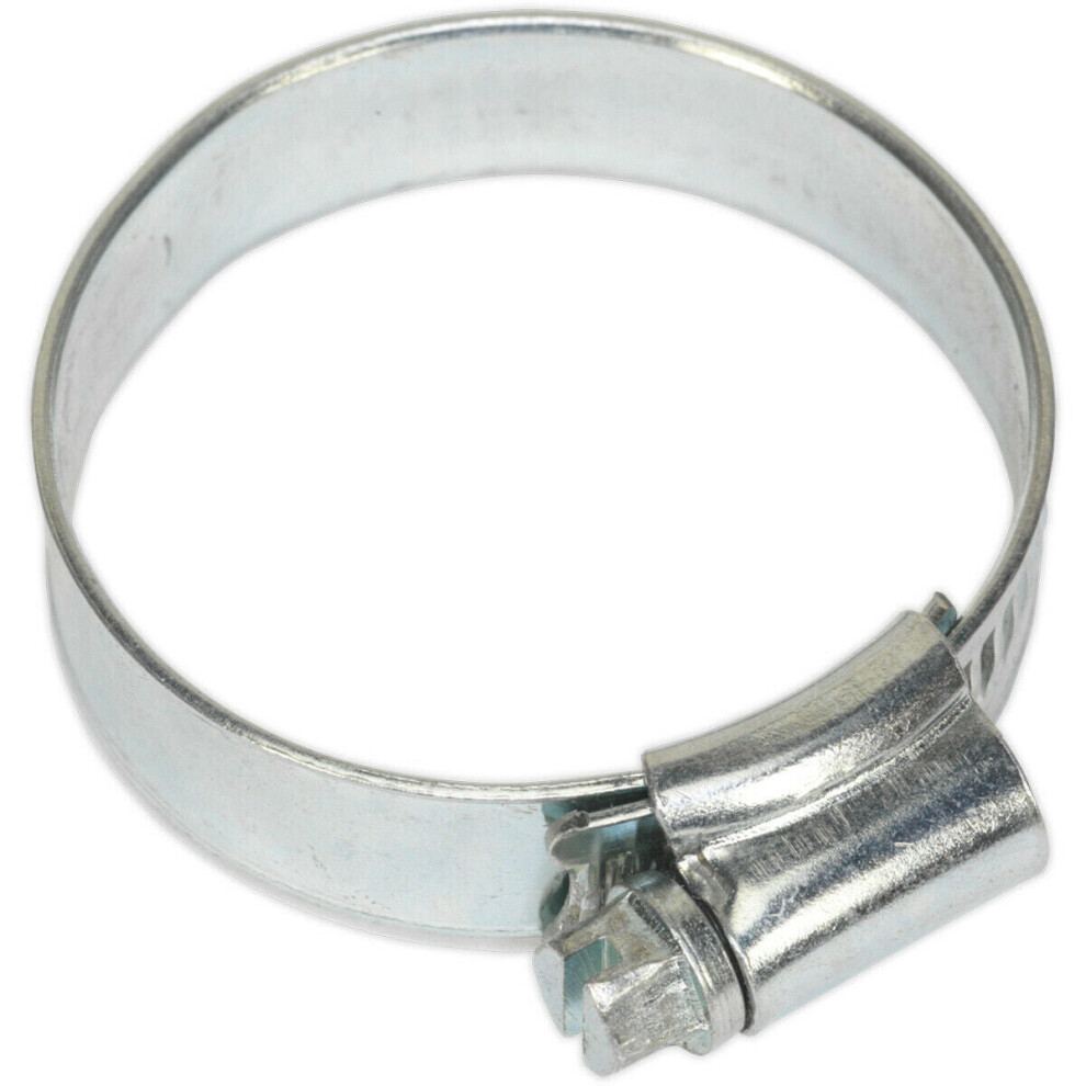 30 PACK Zinc Plated Hose Clip - 32 to 44mm Diameter - External Pressed Threads