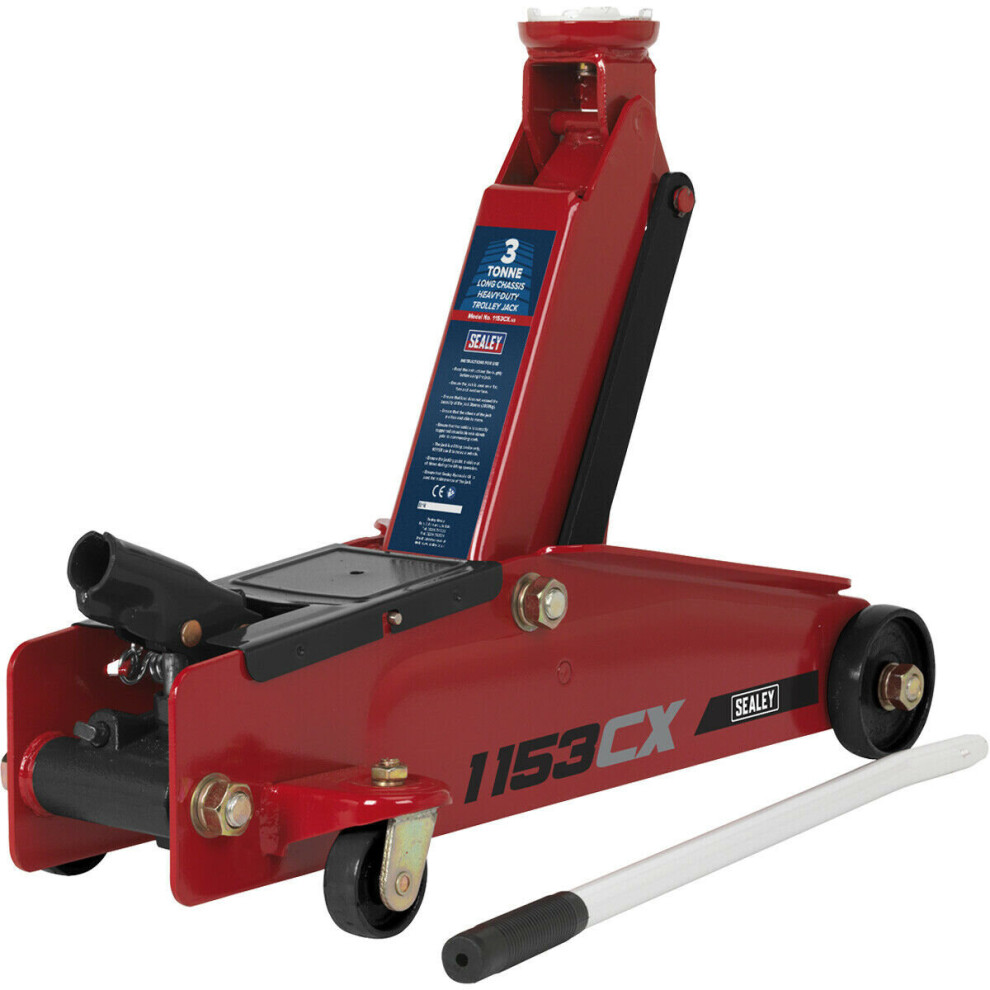 Heavy Duty Long Chassis Trolley Jack - 3000kg Limit - 432mm Max Height - Red-image-OPC-P8WJVFS-NEW