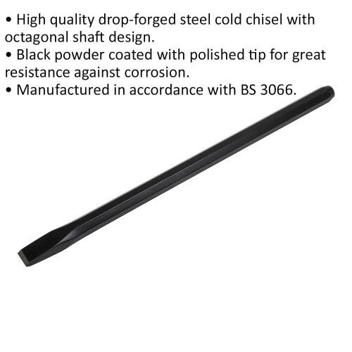 Loops Drop Forged Steel Cold Chisel - 25mm x 450mm - Octagonal Shaft - Metal Chisel 1