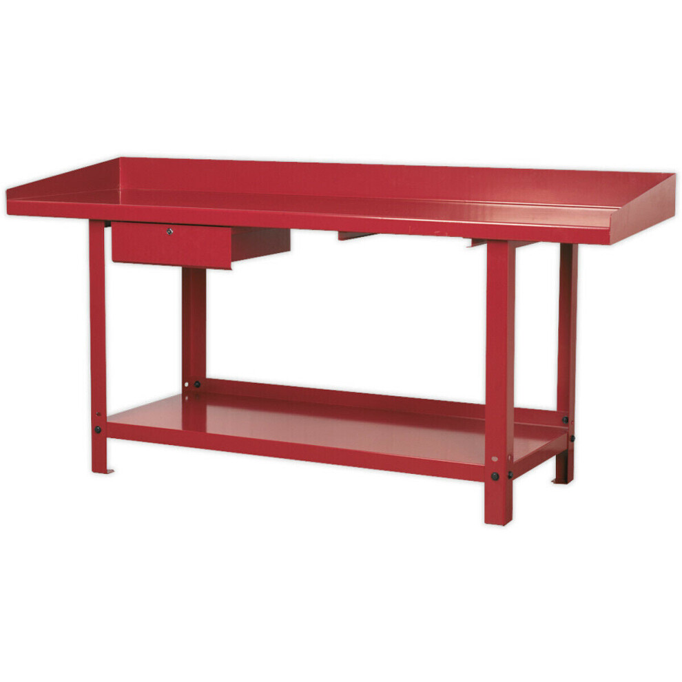 Loops 2M X 0.65M Steel Workbench & Lockable Draw - Bottom Shelf Storage - Work Station
