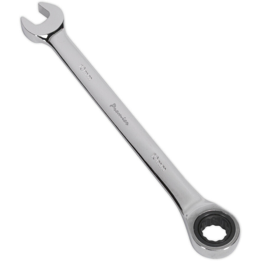 Loops 10Mm Ratchet Combination Spanner - Chrome Vanadium Steel - 72 Tooth Ratchet Ring