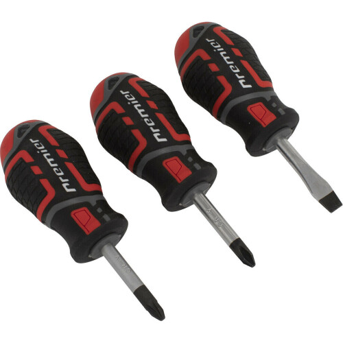 Loops 3 PACK Premium Stubby Screwdriver Set - Slotted Phillips & POZI - 38mm Mini 2