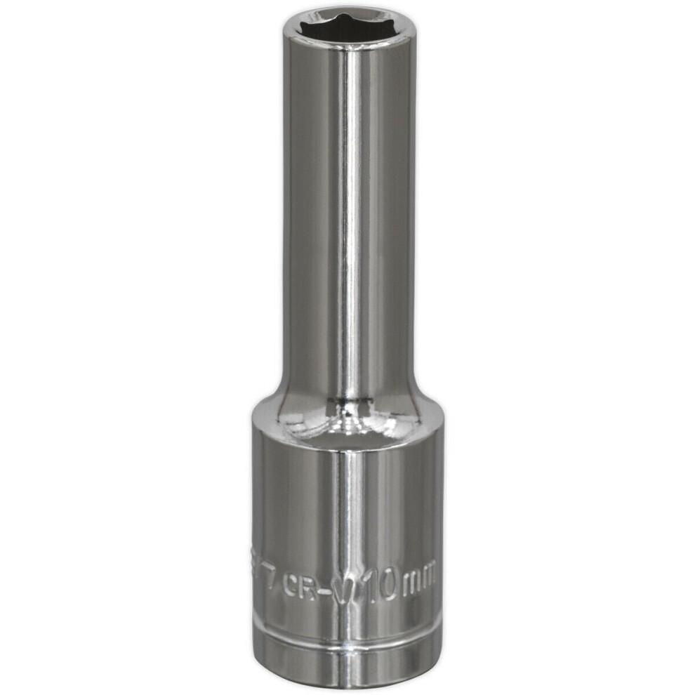 Loops 10Mm Chrome Plated Deep Drive Socket - 1/2" Square Drive High Grade Carbon Steel