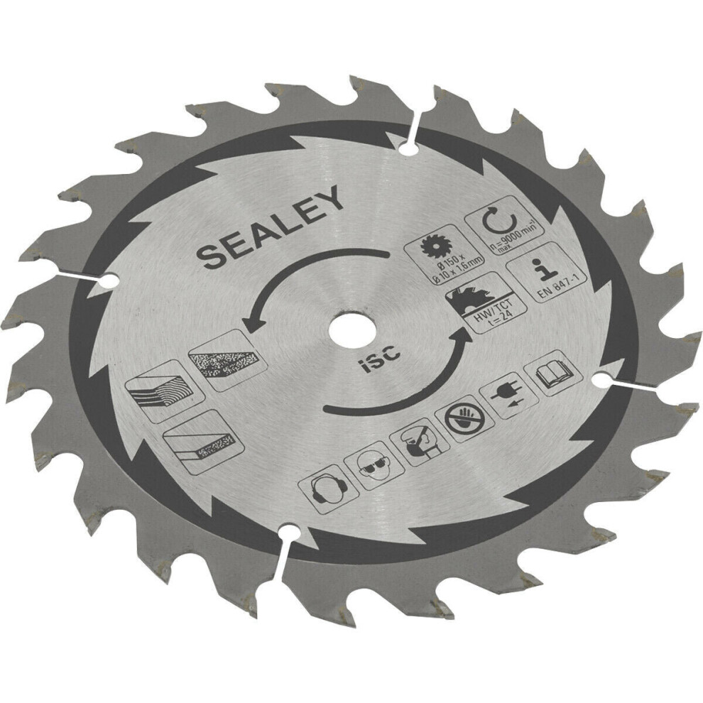 Cut-Off TCT Saw Blade - 150 x 1.6mm - 10mm Bore - 24 tpu - Hardened Steel Teeth