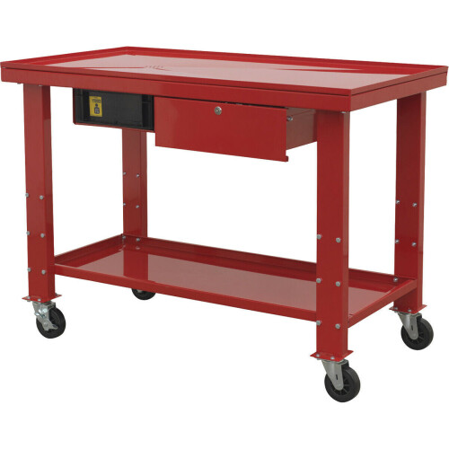 Loops Mobile Engine Repair Workbench - Fluid Drainage System - Lockable Drawer