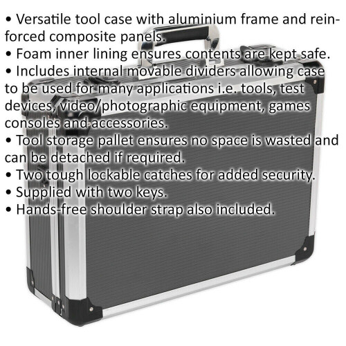 Loops 450 x 330 x 150mm Aluminium Tool Case & Electronics Storage Adjustable Dividers 1