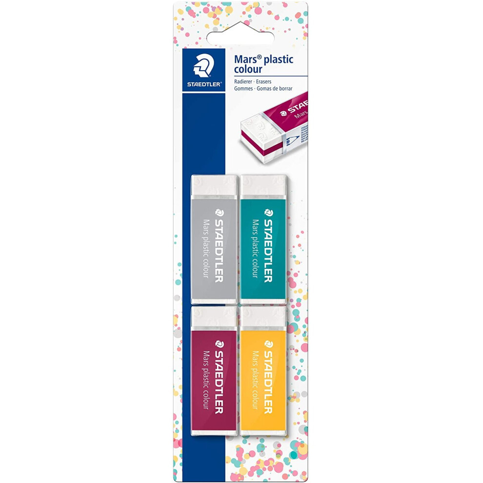 STAEDTLER 52650E1BK4 Mars Plastic Colour Sandwich Eraser Blistercard of 4