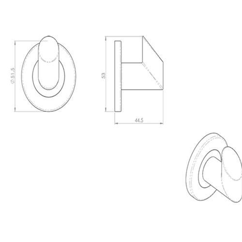 Loops 2x Single Bathroom Robe Hook on Concealed Fix Rose 44.5mm Proj Matt Black 2