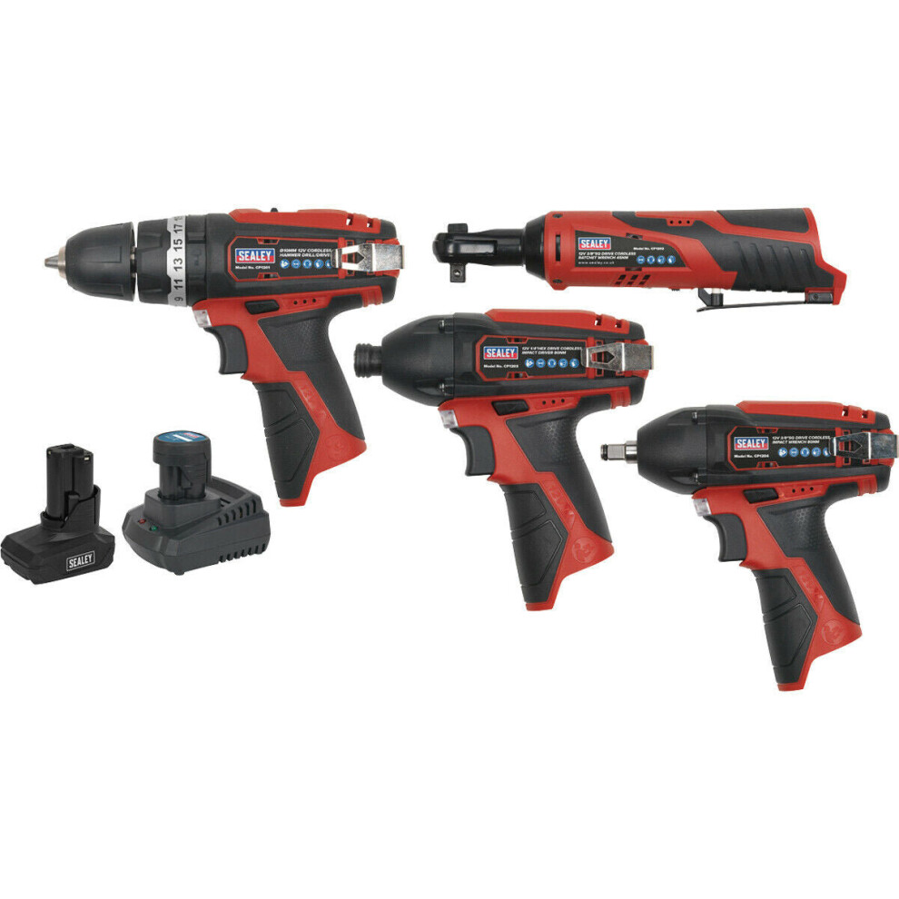 8 Piece 12V Cordless Power Tool Bundle - 2 x Batteries & Charger - Storage Bag