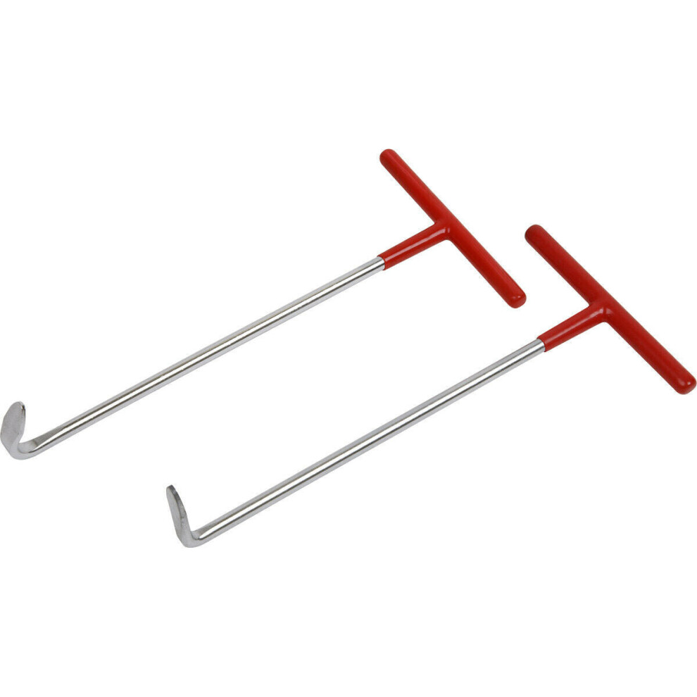 Loops 2 Piece Exhaust Puller Tool Set - T-Handle - 90Â & 120Â Hooks - Exhaust Fitting