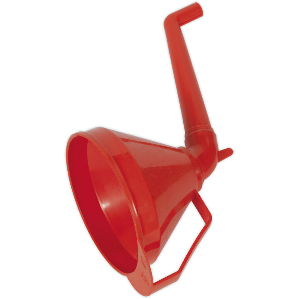 Loops 160Mm Funnel With Fixed Offset Spout & Filter - Integrated Handle - Polyethylene