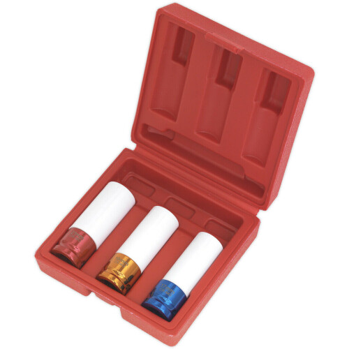 Loops 3 PACK Alloy Wheel Impact Socket Set - 1/2" Square Drive - Chrome Molybdenum 2