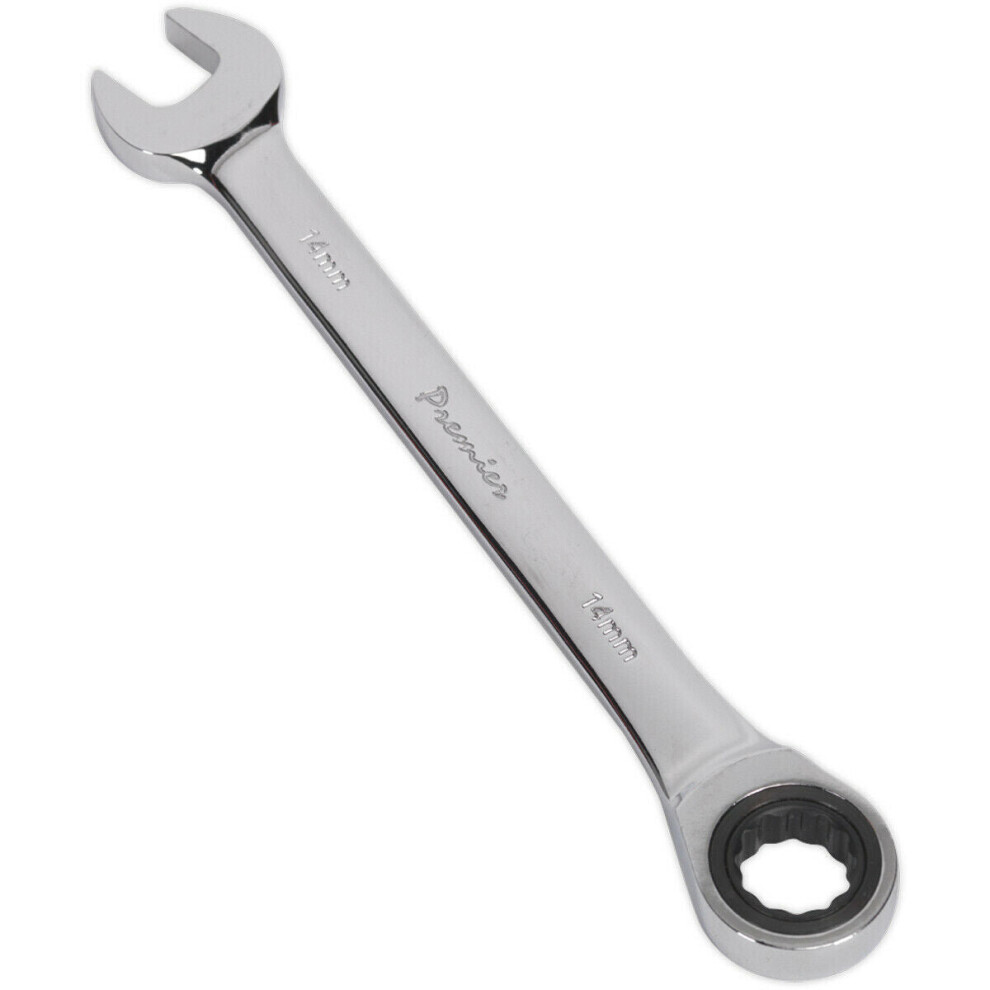 Loops 14Mm Ratchet Combination Spanner - Chrome Vanadium Steel - 72 Tooth Ratchet Ring