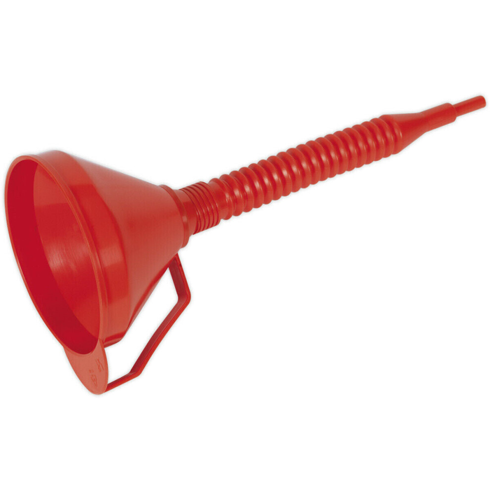 Loops 160Mm Funnel With Flexible Spout & Filter - Integrated Handle - Polyethylene