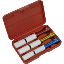 3 PACK Long Reach Alloy Wheel Impact Socket Set - 1/2" Sq Drive - Sleeved Bits