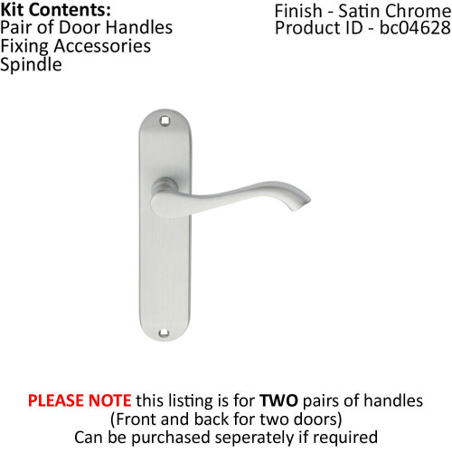 Loops 2x PAIR Curved Handle on Chamfered Latch Backplate 180 x 40mm Satin Chrome 1