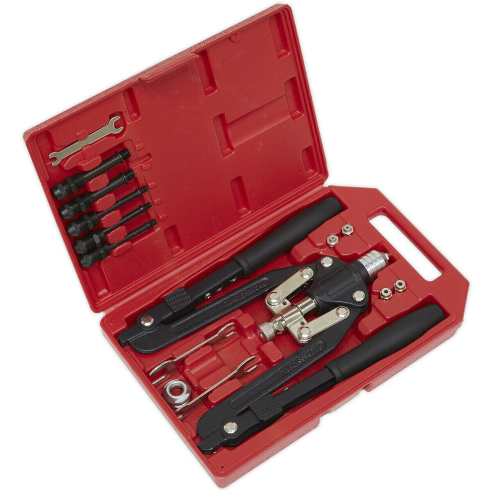 Loops Rivet & Threaded Nut Rivet Kit - Premium Adjustable Nozzle Hand Rivet Gun To M10
