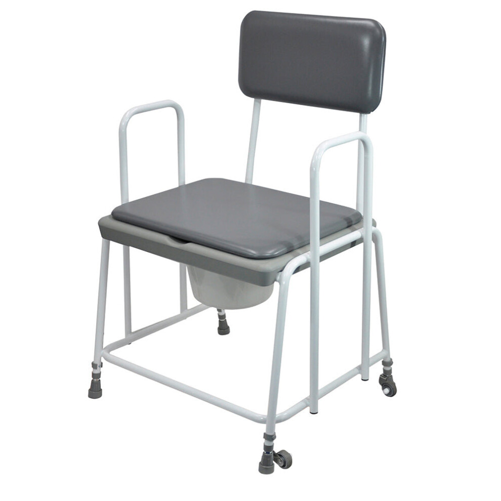 Aidapt Height Adjustable Bariatric Commode Chair - 7.5 Litre Pail With Lid - Vinyl Seat