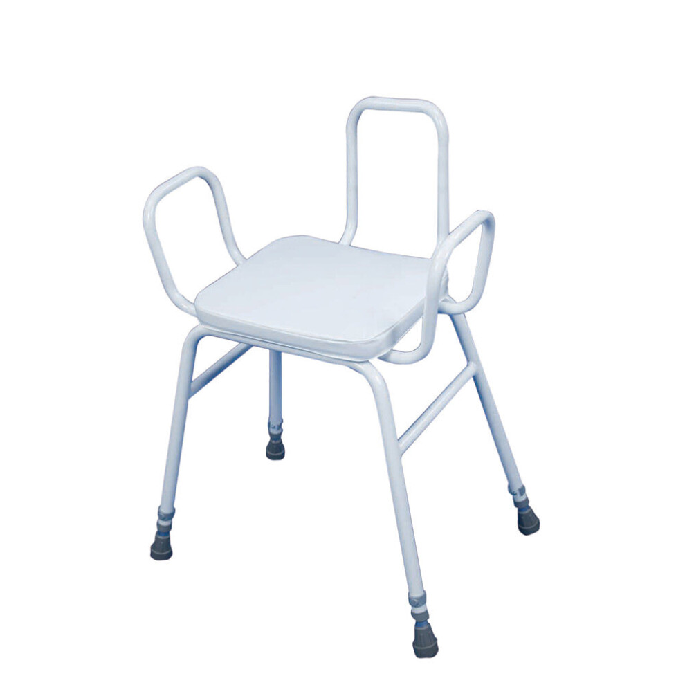 New Loops Perching Stool With Arms And Backrest - 760 915Mm Height Padded Easy Clean Seat Perch-Resting-Stool-Seat-Living-Aid-Adjustable