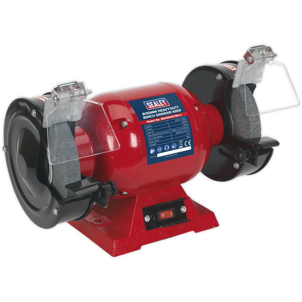 Loops 150Mm Heavy Duty Bench Grinder - 450W Induction Motor - Fine & Coarse Stones