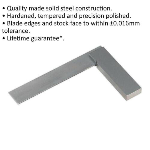 Loops 100mm Precision Steel Square - Hardened & Tempered - Precision Polished 1