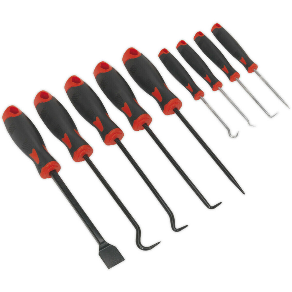 9 Piece Scraper & Hook Tool Set - 165Mm Short & 260Mm Long Picks - Comfort Grip