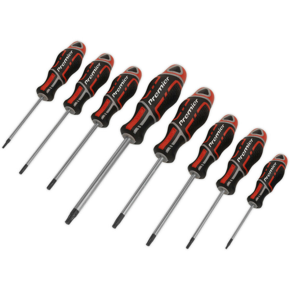 Loops 8 Pack Premium Soft Grip Screwdriver Set - Trx Star Security Various Sizes Red