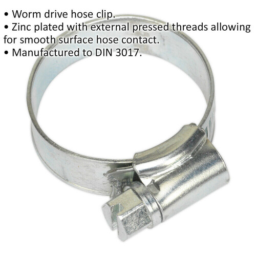 Loops 30 PACK Zinc Plated Hose Clip - 19 to 29mm Diameter - External Pressed Threads 1