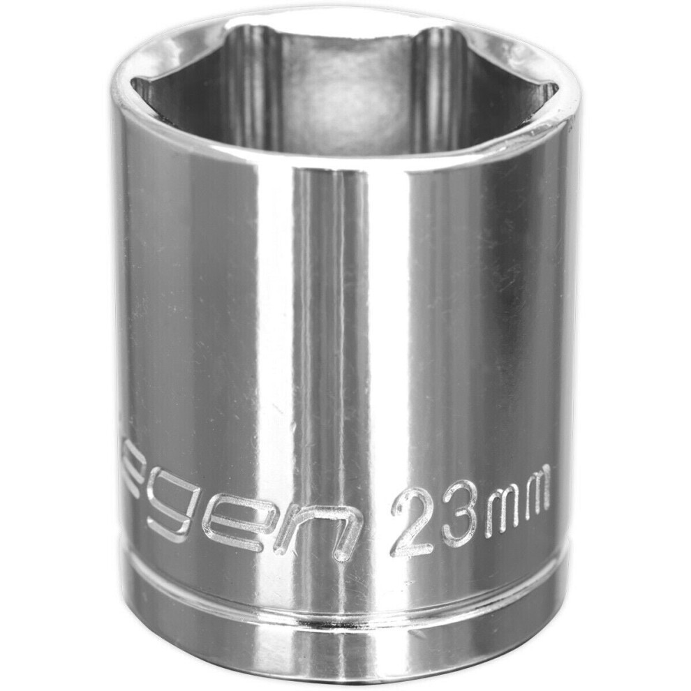Loops 23Mm Chrome Plated Drive Socket - 1/2" Square Drive - High Grade Carbon Steel