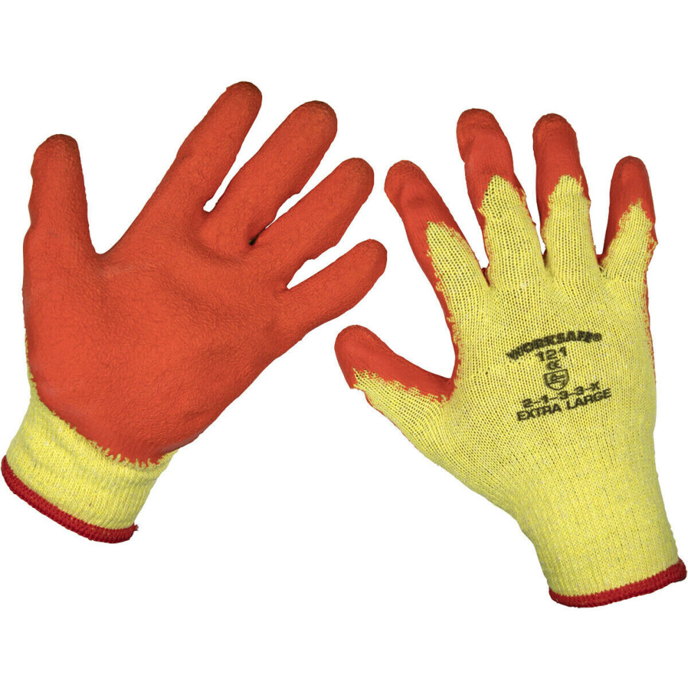 Pair Knitted Work Gloves With Latex Palm - Xl - Improved Grip - Breathable 5056524236765