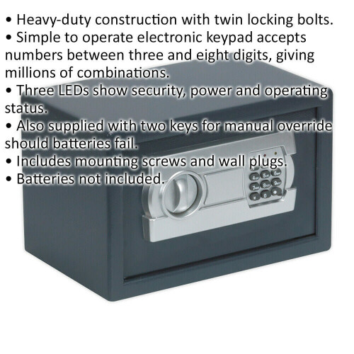 Loops Electronic Combination Safe - 310 x 200 x 200mm - 2 Bolt Lock Mini Wall Mounted 1