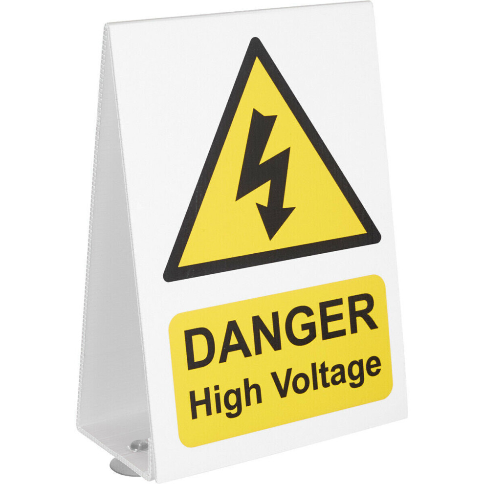 High Voltage Vehicle Warning Sign - Suction Cups on Base - Double Sided