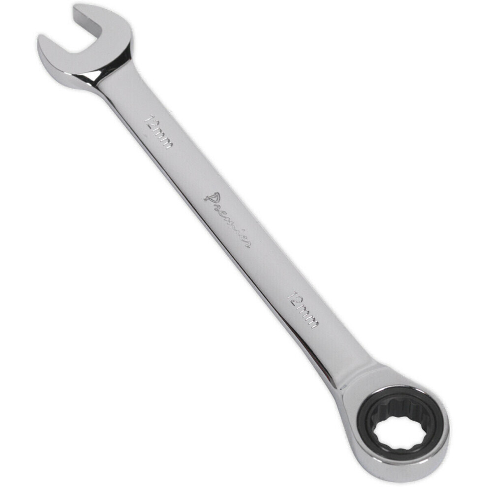 12mm Ratchet Combination Spanner - Chrome Vanadium Steel - 72 Tooth Ratchet Ring