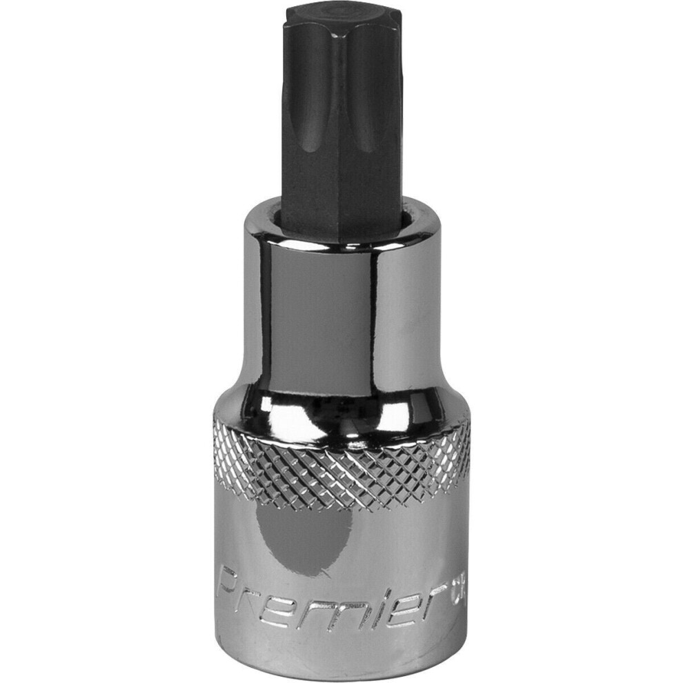T55 TRX Star Socket Bit - 1/2" Square Drive - PREMIUM S2 Steel Head Knurled Grip