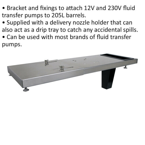 Loops Drum Pump Mounting Bracket - Delivery Nozzle Holder & Drip Tray - Fluid Transfer 1