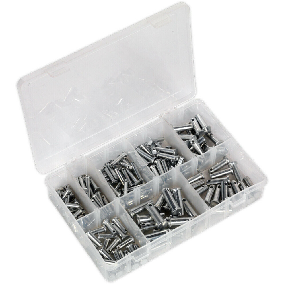 Loops 200 Piece Clevis Pin Assortment - Imperial Sizing - Securing Fastener Pins